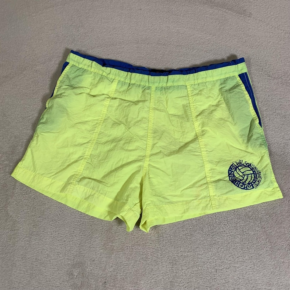 Wilson Surface Sport Shorts Mens 38 Yellow Blue Swim Trunks Volleyball Vintage